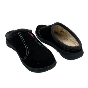 Spenco Black Supreme Faux Fur Lined Orthotic Arch Slipper Mules Size 11 Men's